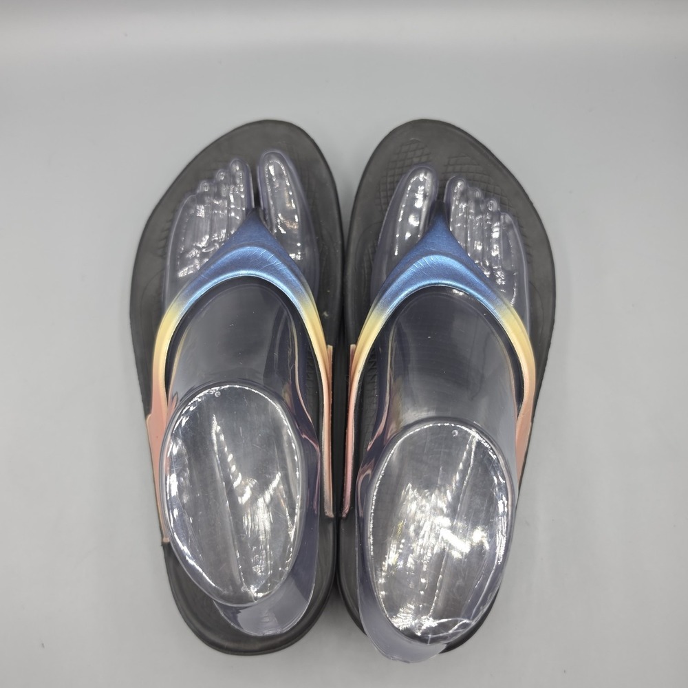 OOFOS OOlala Sandals Womens 7 Multicolor Iridescent Recovery Flip Flops Shoes - Picture 7 of 14